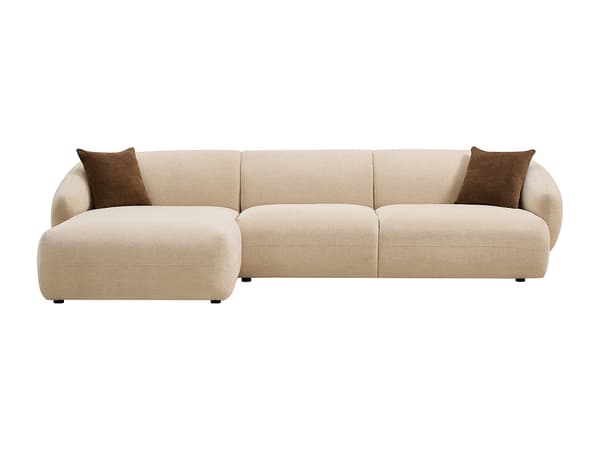 Vente-unique - Vänstervänd hörnsoffa i beige texturerat tyg MIBASTO