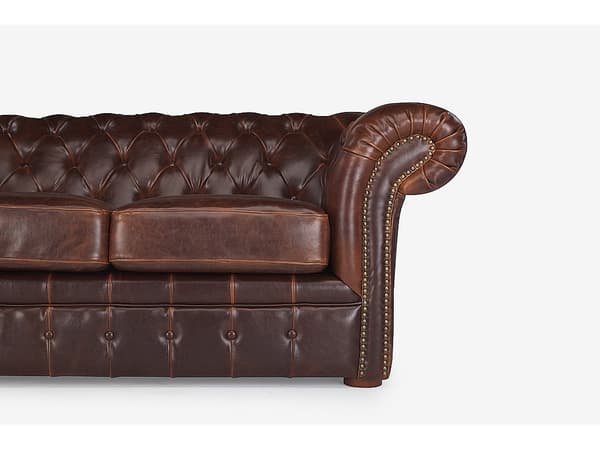 Vente-unique - Chesterfield 2-sitssoffa CLOTAIRE 100% åldrat läder