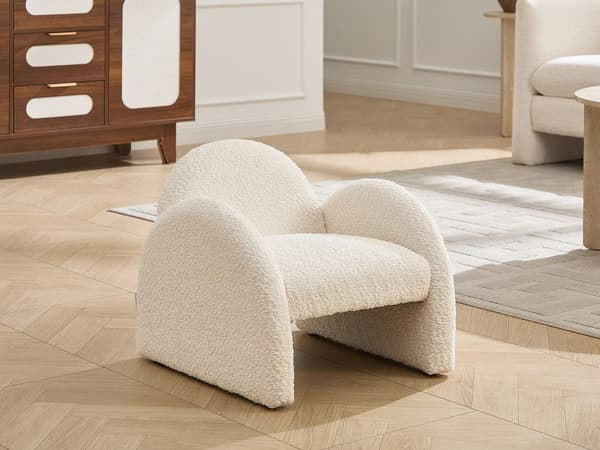Vente-unique - Barnfåtölj i beige bouclé-tyg MOSALO