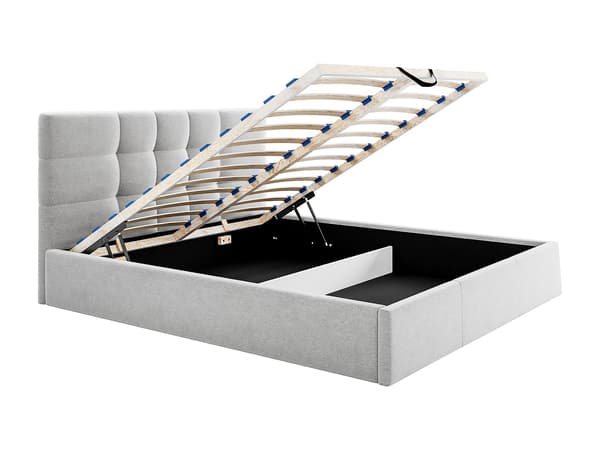 Vente-unique - Sängram med förvaring 140 x 190 cm - Tyg - Grå - ELIAVA