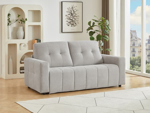 Vente-unique - 3-sits bäddsoffa i ljusgrå chenilletyg ISISTIA