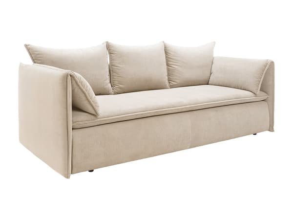 Vente-unique - 3-sits bäddsoffa beige finspårig manchester TEODORA