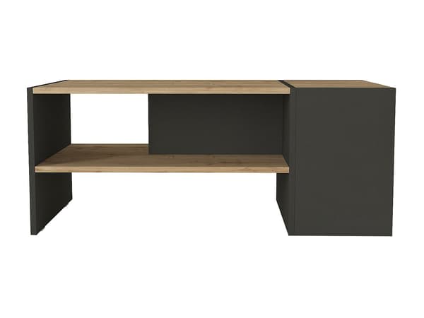 Vente-unique - Soffbord med förvaring - Antracit och naturell - VELKAN