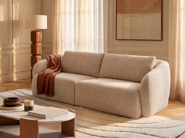 Vente-unique - 3-sitsig soffa i beige chenilletyg LIRUNO