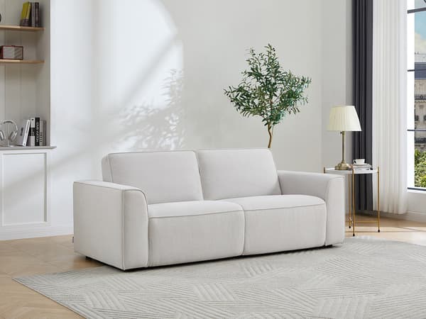 Vente-unique - 3-sits bäddsoffa snabbutfällbar i ljusgrått tyg MOTETO