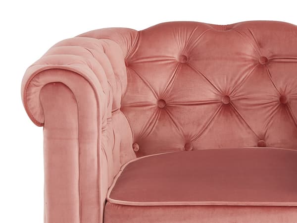 Vente-unique - Fåtölj CHESTERFIELD - Pastellrosa sammet