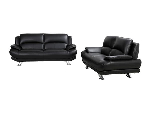 Vente-unique - 3-sits och 2-sits soffor i läderimitation MUSKO - Svart