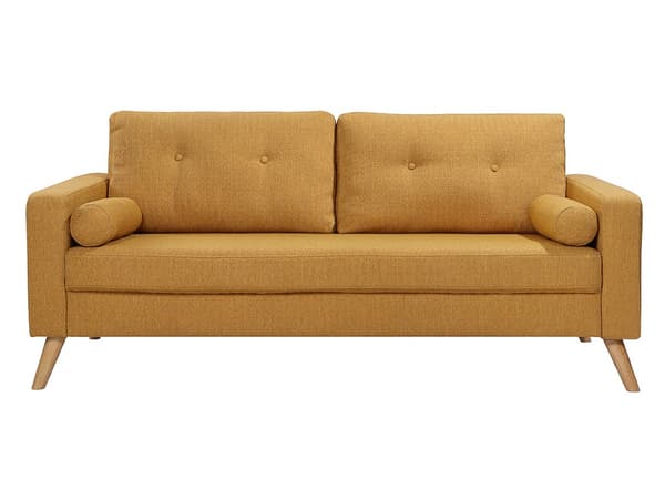 Vente-unique - 3-sits soffa i gult tyg med bouclé-effekt TATUM