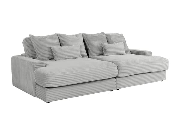 Vente-unique - 4-sits soffa med djupt komfortsäte i grå bredspårig manchestersammet CALAZO
