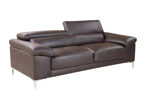 Vente-unique - 3-sitssoffa i läder SOLANGE - Brun