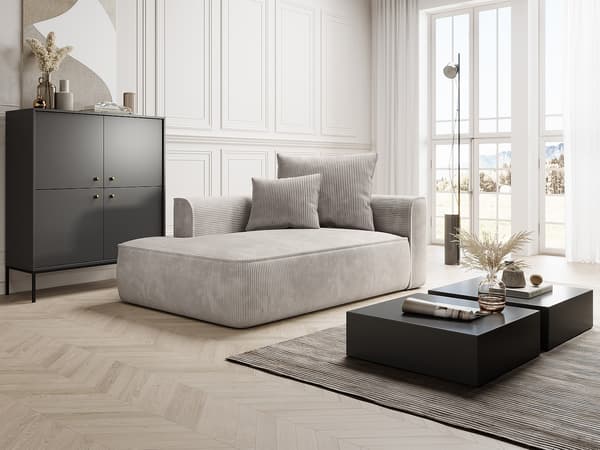 Vente-unique - Dagbädd vänsterställd i beige manchester PINETA
