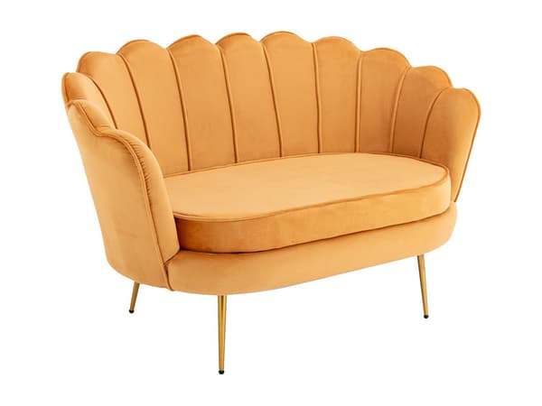 Vente-unique - 2-sits snäcksoffa i senapsgul sammet DANDELION