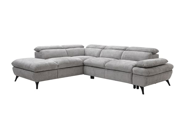Vente-unique - Vänstervändvänd bäddsoffa med vinkel i grå texturerad textil SURDELI