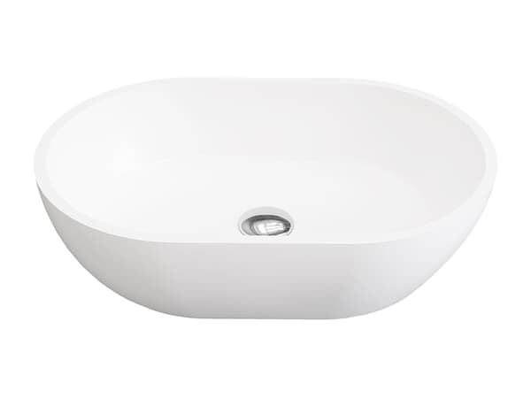 Vente-unique - Oval badrumstvättställ i solid surface - Vit - 58 cm - SENGLI
