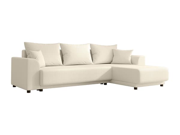 Vente-unique - Bäddsoffa med schäslong, vändbar, i beige manchester NESSARO