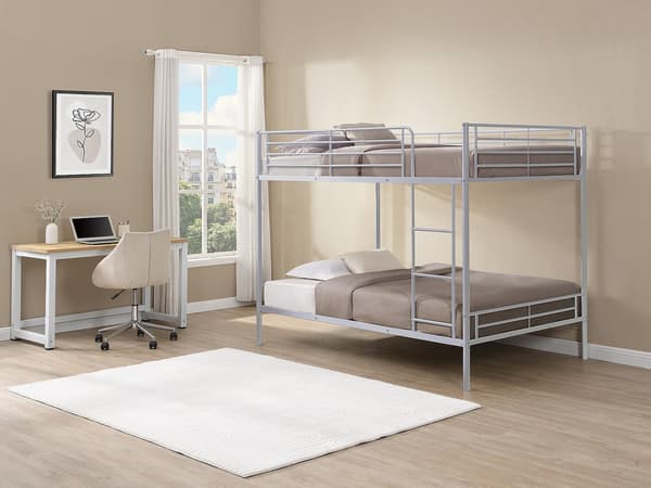 Vente-unique - Våningssängar - 2 x 120 x 190 cm - Silver - DUOTIS