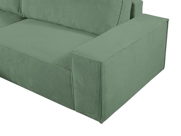 Vente-unique - Vänstervändvänd bäddsoffa i mandelgrön manchester AMELIA