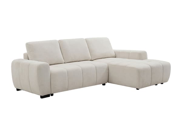 Vente-unique - KOUMALO bäddsoffa för höger hörn i beige chenilletyg