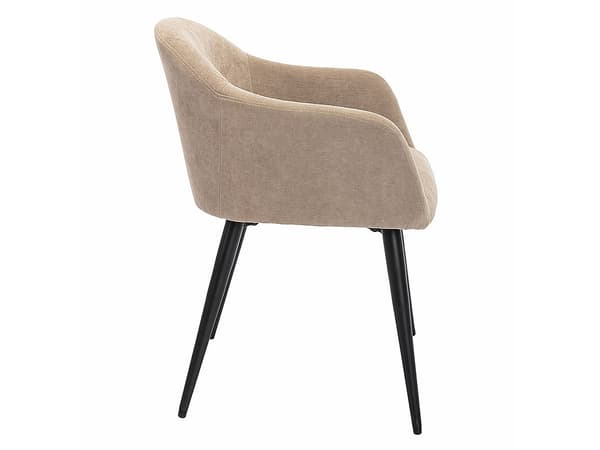 Vente-unique - Set med 6 stolar med armstöd i beige sammet och metall BIBO
