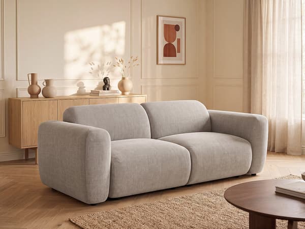 Vente-unique - Soffa 3 platser i grå tyg POGNI