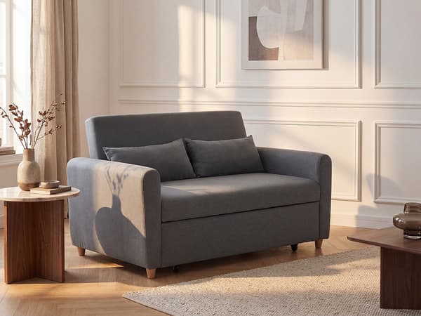 Vente-unique - 2-sits bäddsoffa i grått tyg AYLA