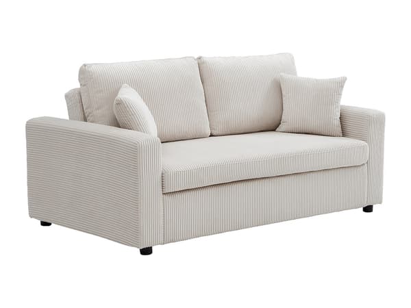 Vente-unique - 3-sits bäddsoffa i beige manchestersammet INIZOR