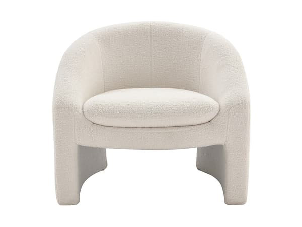Vente-unique - OSSANA 2-sits soffa och fåtölj i vitt bouclétyg