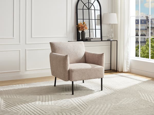 Vente-unique - Beige texturerad tygfåtölj GERALDIA