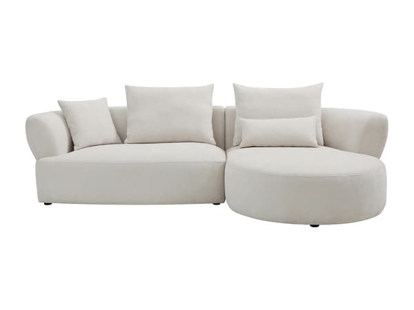 Vente-unique - Högerställd soffa i beige chenilletyg CUSAVA från Maison Céphy