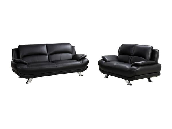 Vente-unique - 3-sits och 2-sits soffor i läderimitation MUSKO - Svart