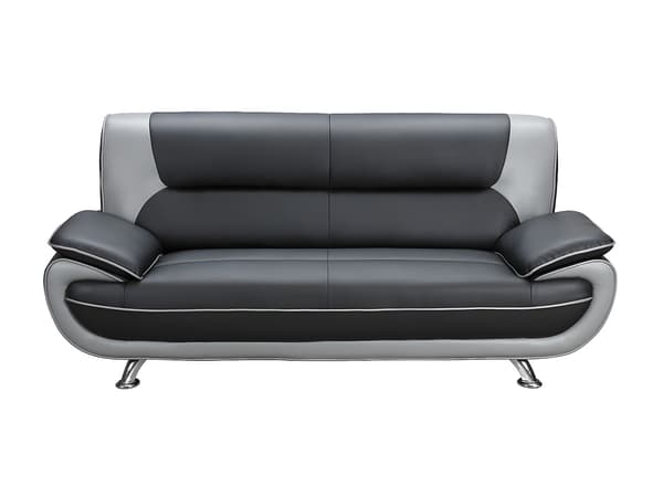 Vente-unique - 3-sits soffa i läderimitation NIGEL - Tvåfärgad svart och grå