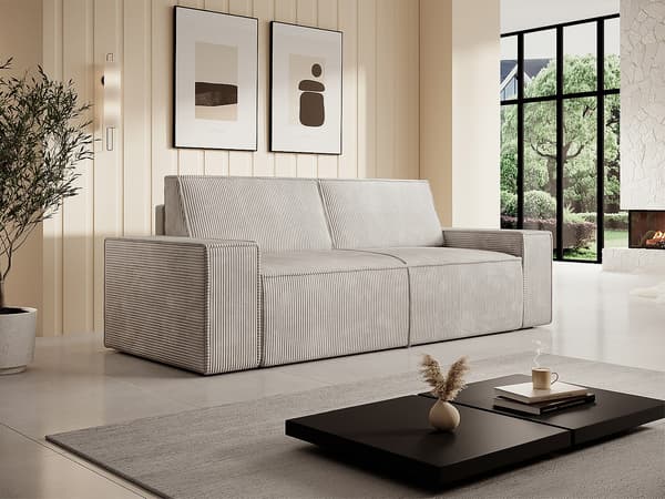 Vente-unique - 3-sits soffa i beige manchester AMELIA