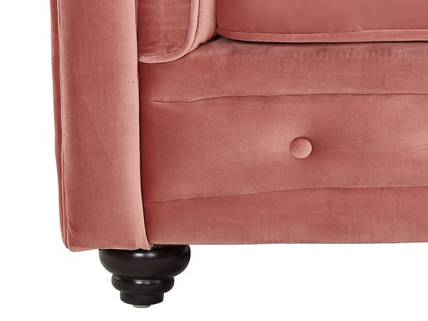 Vente-unique - 3-sitssoffa CHESTERFIELD - Pastellrosa sammet