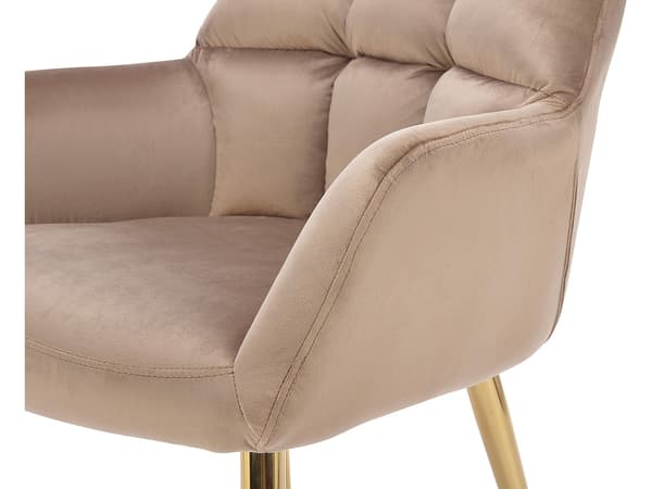 Vente-unique - Set med 2 stolar med armstöd - Sammet och förgylld metall - Beige - PEGA