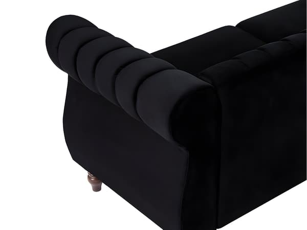 Vente-unique - 3-sitsig chesterfieldsoffa i sammet - TRUMBO - Svart