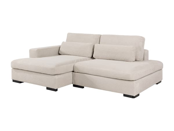 Vente-unique - Vänstervänd hörnsoffa, bäddsoffa, beige manchester SELIORA