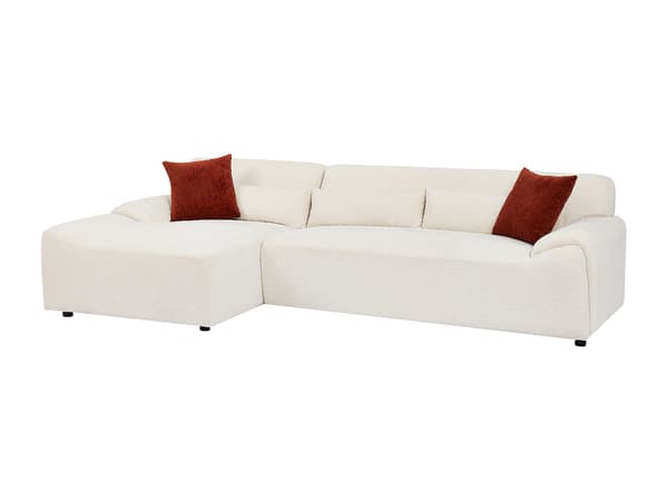 Vente-unique - Hörnsoffa vänsterhänt i beige chenilletyg OVILIO