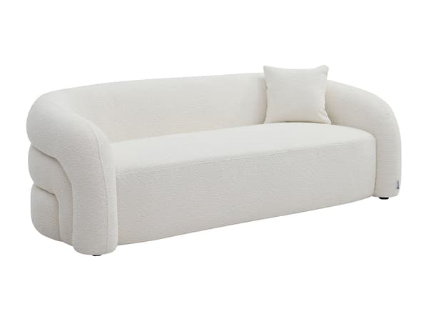 Vente-unique - 3-sitsig soffa i vitt bouclétyg -  LAPIOTA från Maison Céphy