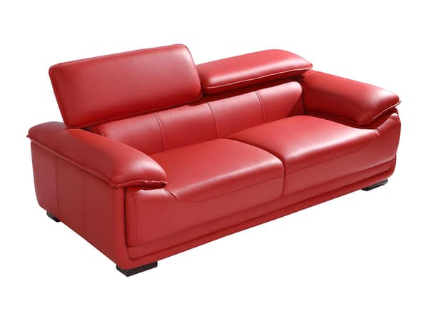 Vente-unique - 3-sits och 2-sits lädersoffor MACELO - Röd