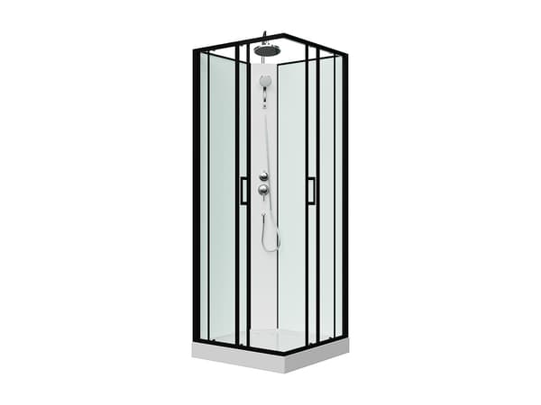 Vente-unique - Duschkabin svart  och vit 80 x 80 x 220 cm SAMABI