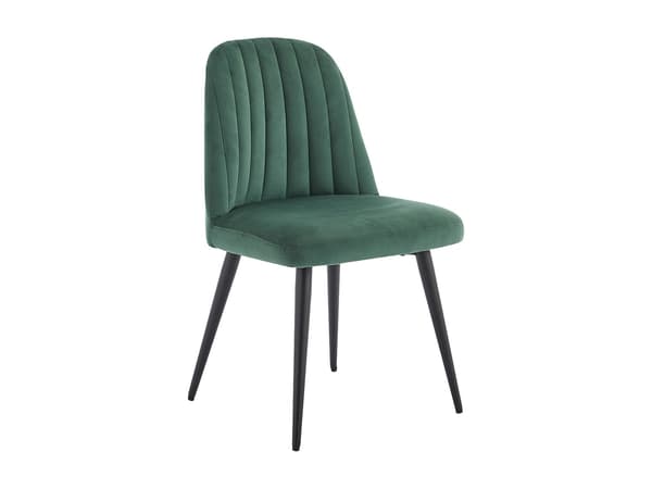Vente-unique - Set med 2 sammetsstolar med svart metall - Grön - ELEANA