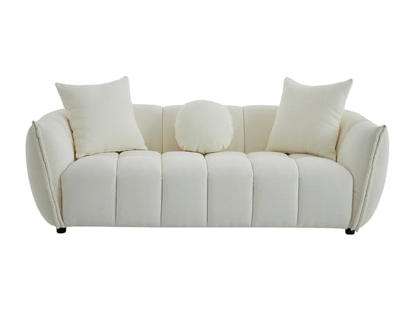 Vente-unique - 3-sits soffa i beige strukturerat tyg GONOLON