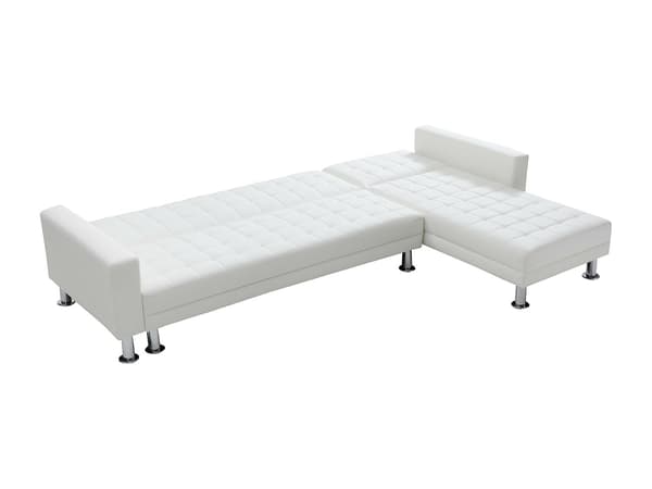 Vente-unique - Vändbar hörnbäddsoffa i vitt läderimitation WILLIS II