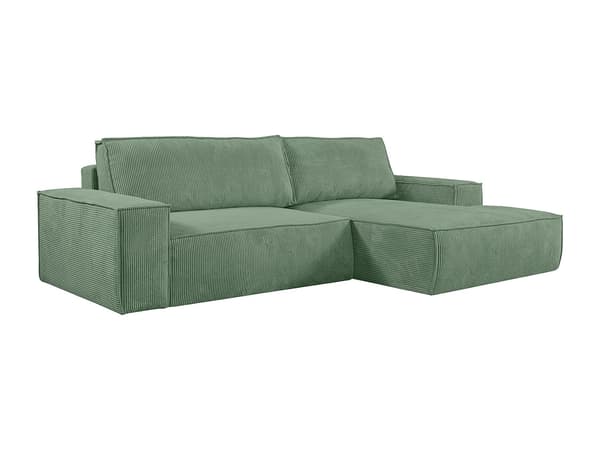Vente-unique - Högervänd bäddsoffa i mandelgrön manchester AMELIA