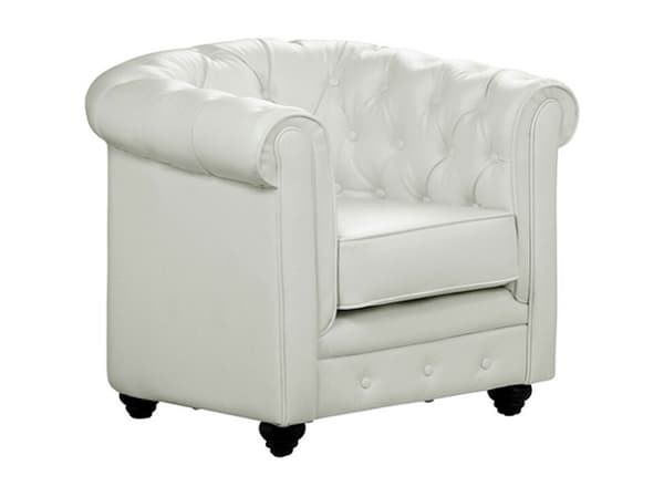 Vente-unique - Set med 2 fåtöljer i läderimitation CHESTERFIELD - Vit