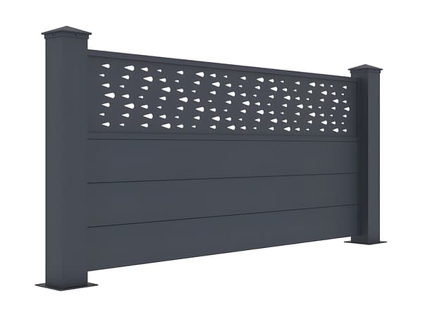 Vente-unique - Mönstrat staket antracitgrå aluminium 89 × 188,6 cm BAZIO