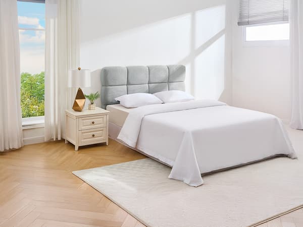Vente-unique - 180 cm sänggavel - texturerat tyg - ljusgrå - DAMADO