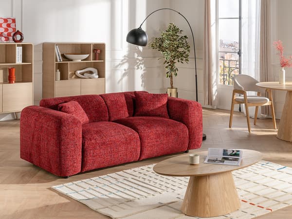 Vente-unique - 3-sits soffa i röd texturerad tyg POGNI från Maison Céphy