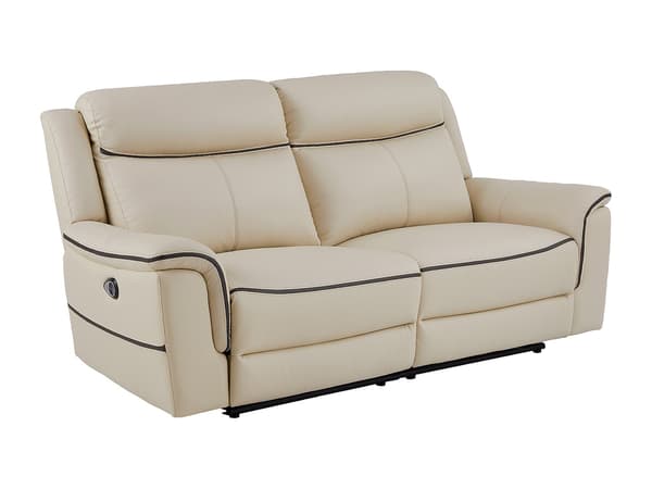 Vente-unique - 3-sits elektrisk reclinersoffa i beige läder ADELIO
