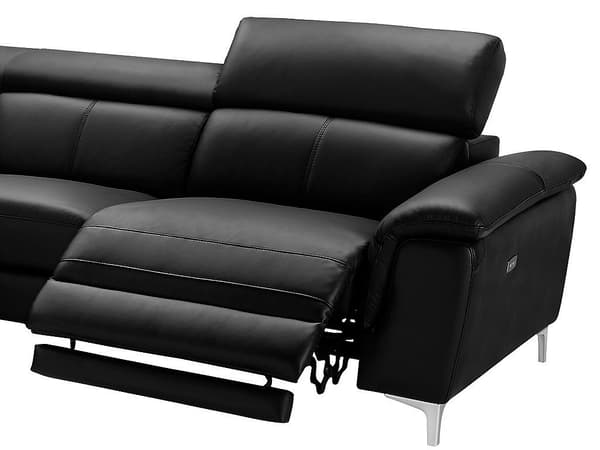 Vente-unique - Elektrisk recliner-hörnsoffa i läder SITIA - Svart - Vänstervändhörn